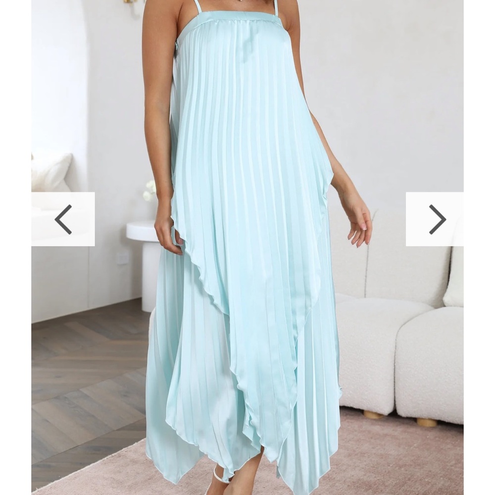 Billy J Boutique Venice Pleated Maxi Dress- ice blue